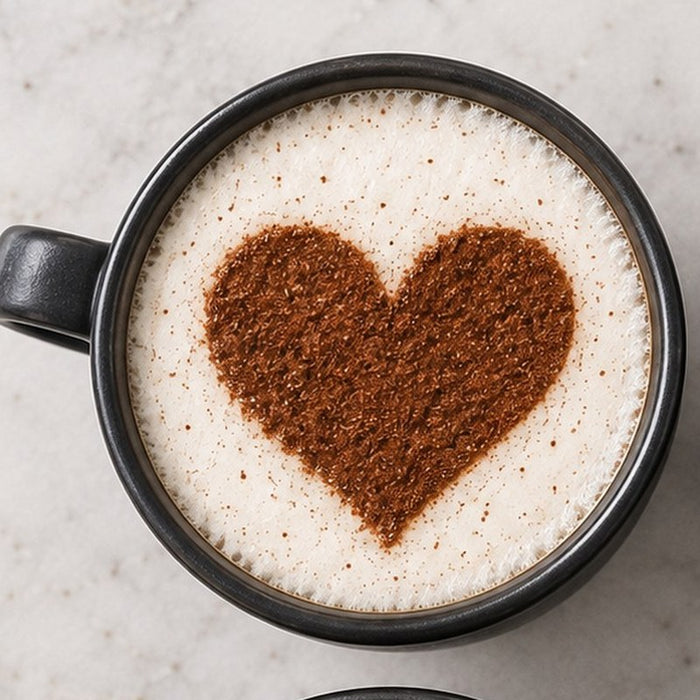 Latte with a cocoa heart design