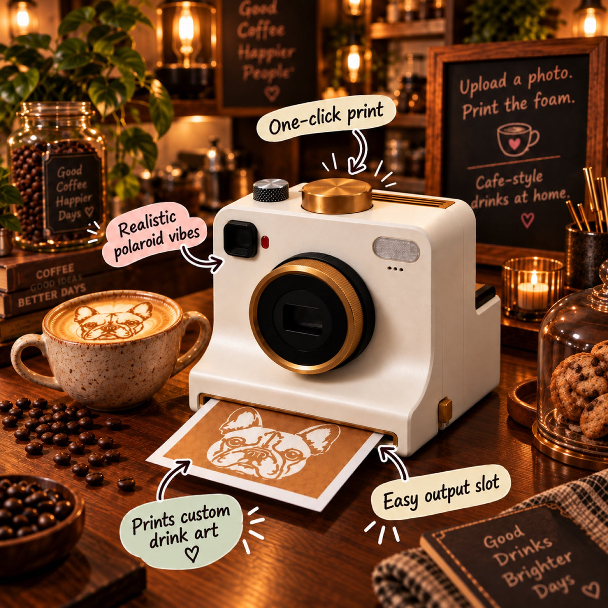 LATTECAM in a cosy café